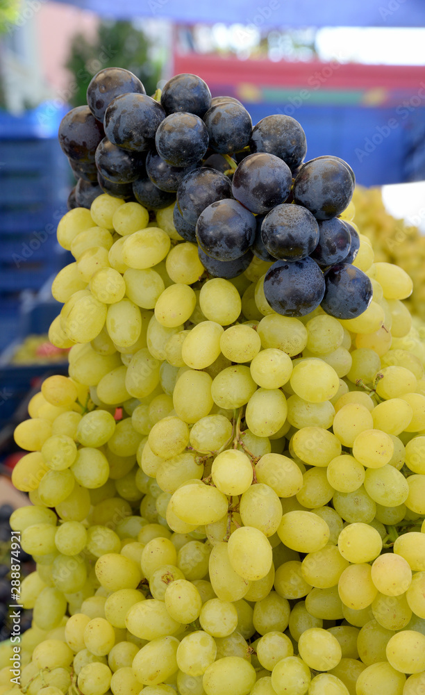 fresh and organic grapes at the market