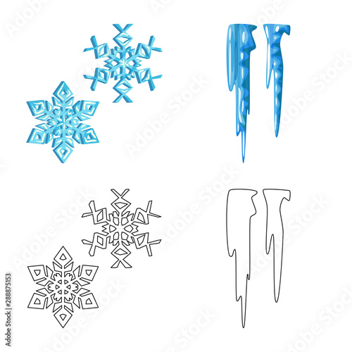 Vector design of texture and frozen logo. Set of texture and transparent vector icon for stock.