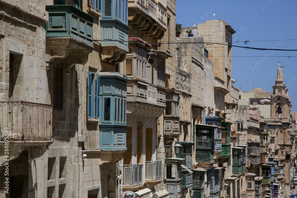 Malta's street view, Traditional colorful balconies in Malta