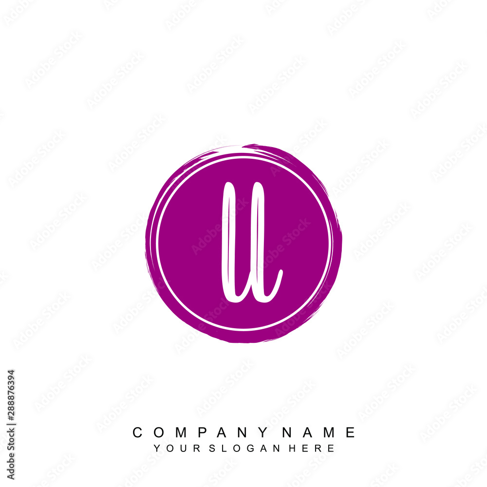 LL initials handwriting logo, with brush template and brush circle LL initials handwriting logo, with brush template and brush circle