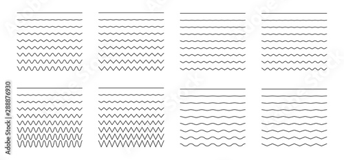 Set of wavy - curvy and zigzag - criss cross horizontal lines photo