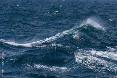 Waves of stormy cold sea on the south of Iceland