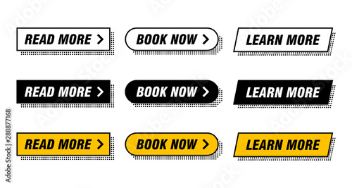 Black and Multicolor Vector Flat Web Buttons Set