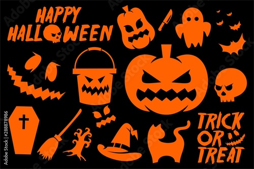 Halloween doodles vector set collection