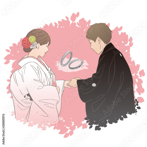指輪交換の儀（神前結婚式）イメージイラスト