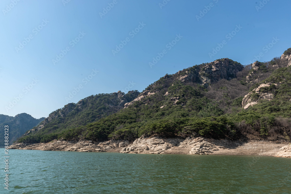 landscape of mountain and lake