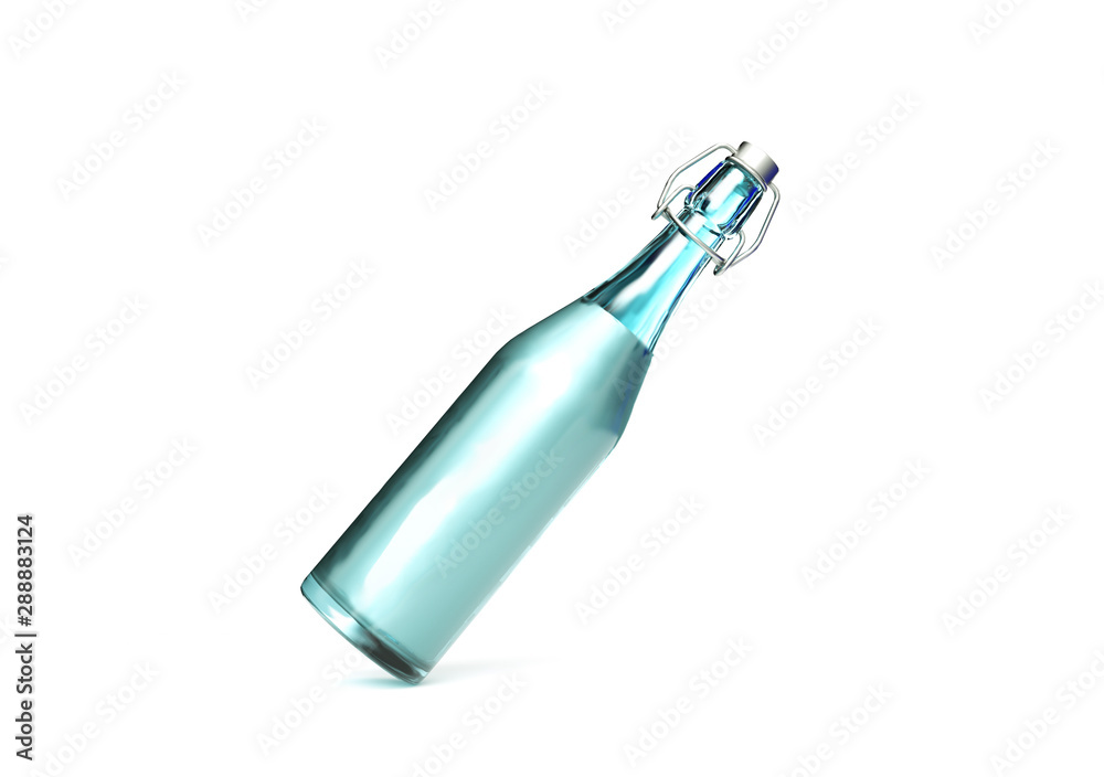 Glass bottle isolated with reflection. 3d render Glass bottle isolated with reflection. 3d render