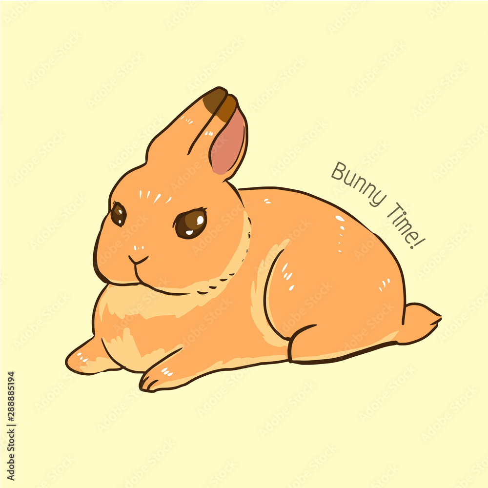 cute orange rabbit character lay down on floor vector illustration cute orange rabbit character lay down on floor vector illustration