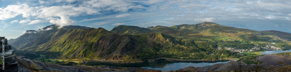 Panoramic landscape of Snowdonia National Park, Wales, UK