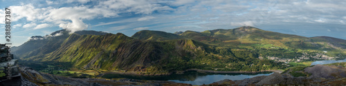Fototapeta Panoramic landscape of Snowdonia National Park, Wales, UK