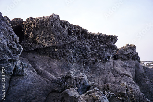 A rock created by a volcanic eruption in Jeju Island, Korea.