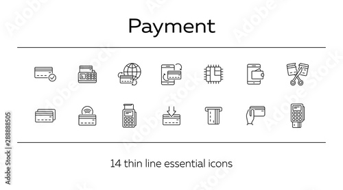 Payment line icon set