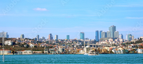 View of san Istanbul skyline, Bosphorus and Besiktas town
