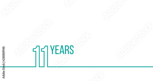 11 years anniversary or birthday. Linear outline graphics. Can be used for printing materials, brouchures, covers, reports. Stock Vector illustration isolated on white background photo
