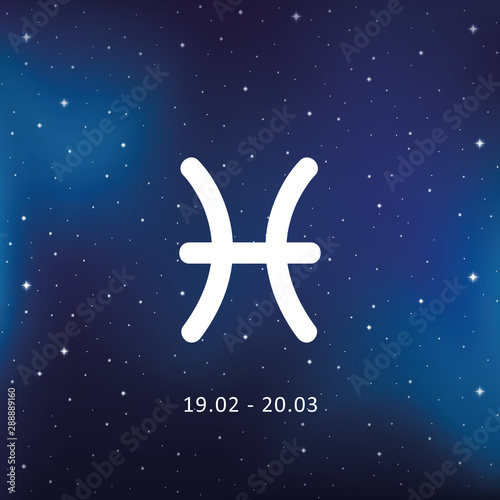 blue zodiac sign fish horoscope in starry sky vector illustration EPS10