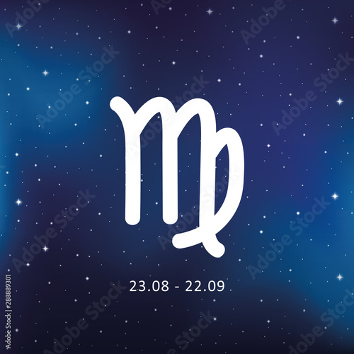 blue zodiac sign virgo horoscope in starry sky vector illustration EPS10