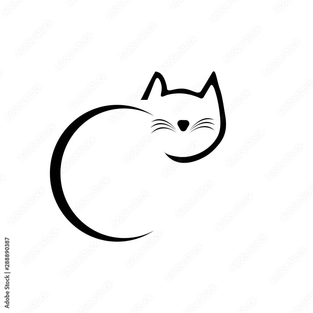 Black Cat Logo or icon stock vector. Illustration of clean - 130733638