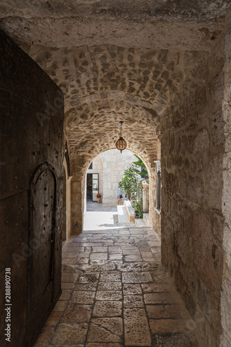 Passage leading to the Church of St. John the Baptist in the Old City in Jerusalem, Israel