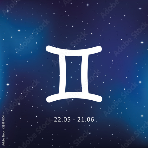 blue zodiac sign gemini horoscope in starry sky vector illustration EPS10