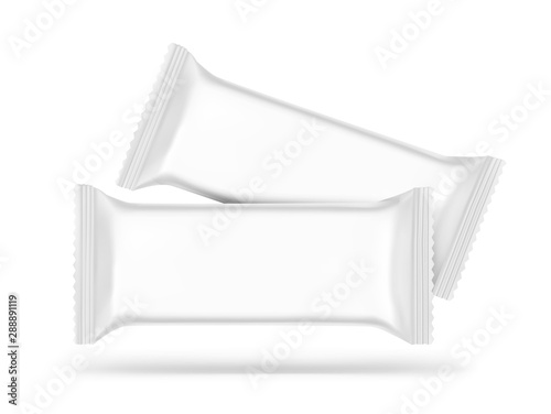 Flow packaging mockups. Vector illustration isolated on white background. Can be use for your design, promo, adv and etc. Possibility for food, pharmaceutical, cosmetic. EPS10.
