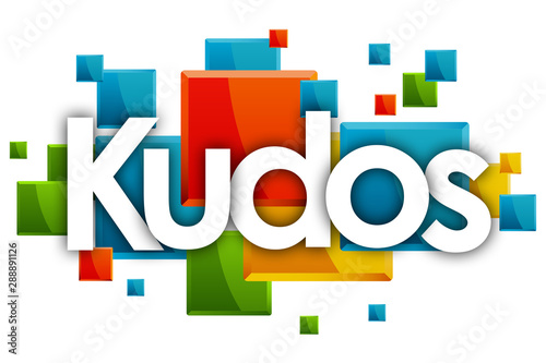 Kudos word in colored rectangles background