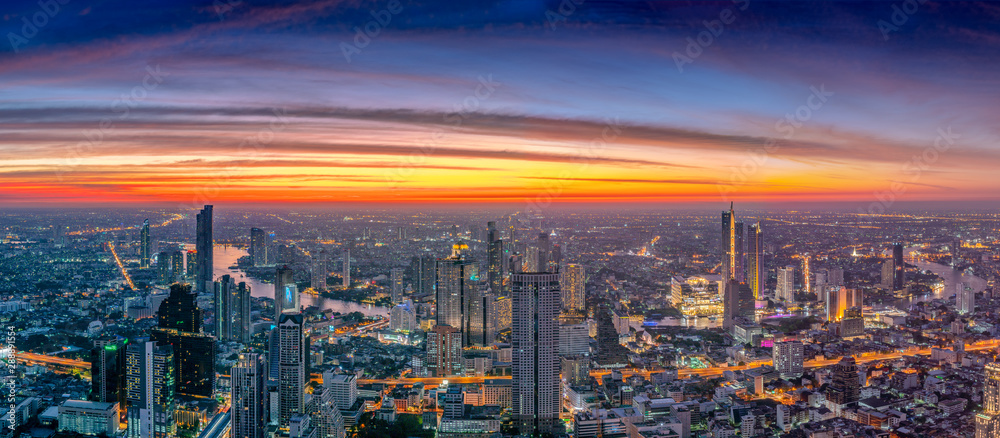The beautiful of sunset at top of Bangkok January 1 2019, Thailand The beautiful of sunset at top of Bangkok January 1 2019, Thailand