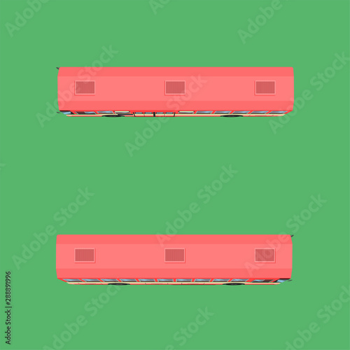 3d top view and little side view thai bus red green white transport car vehicle driver fare passenger autobus omnibus coach rail bench chair stool armchair seat mattress vector illustration eps10