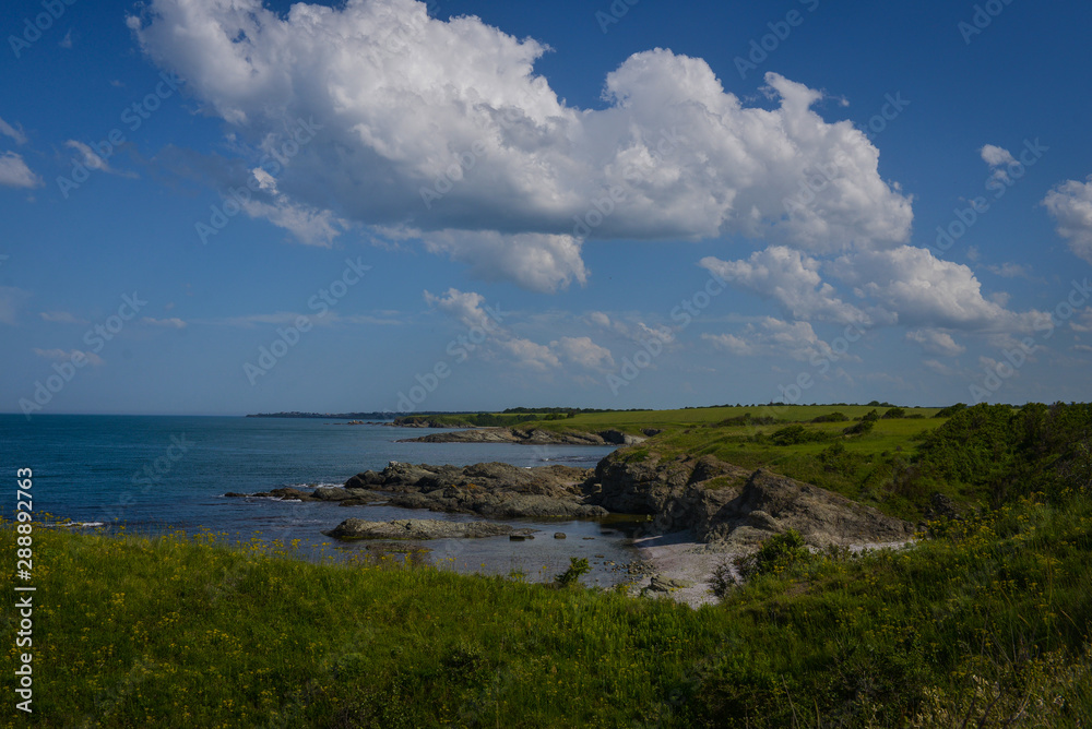 Naklejka premium landscape with blue sky and clouds