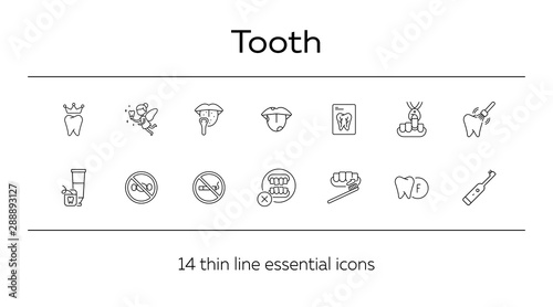 Tooth line icon set