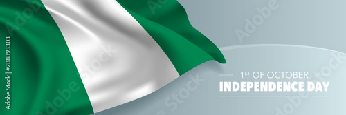 Nigeria independence day vector banner, greeting card.
