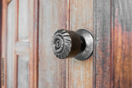 door knob on wood background