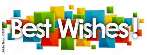 best wishes word in colored rectangles background