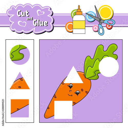 Cut and glue. Education developing worksheet. Activity page. Game for children. Isolated vector illustration in cute cartoon style.
