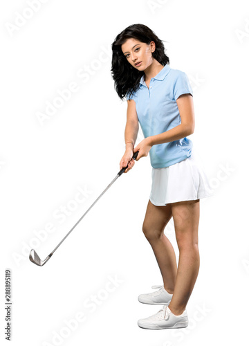 Young golfer woman