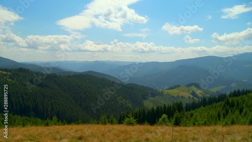 Wallpaper Mural Mountaine with forest. Nature timelapse Landscape with Beautiful blue sky with clouds Torontodigital.ca
