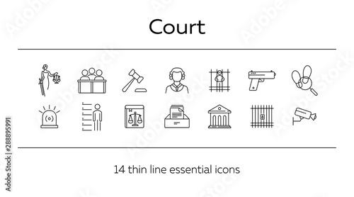 Courthouse line icon set