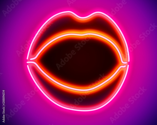 Sexy Neon Lips - digitally generated image