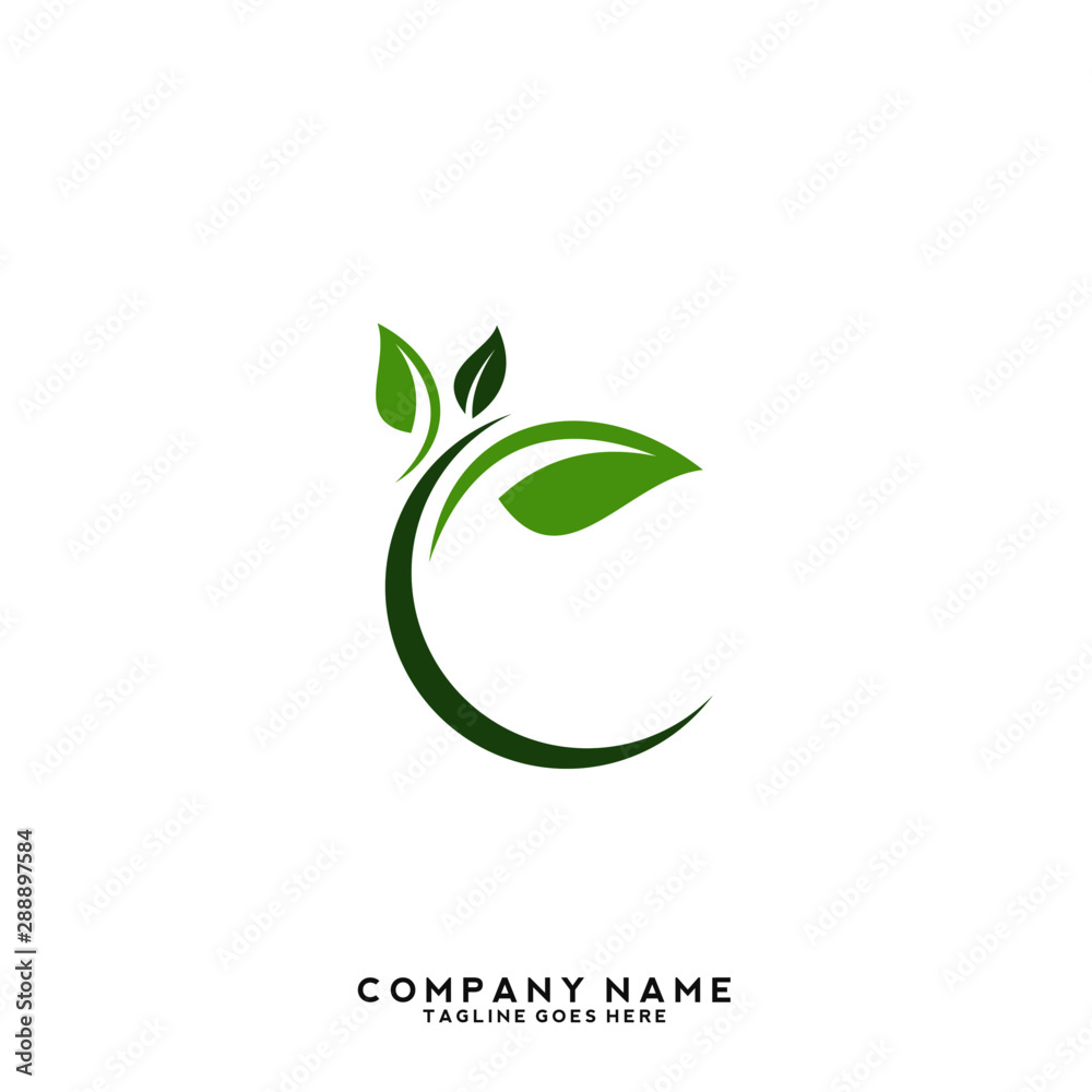 Creative green leaf logo template Creative green leaf logo template