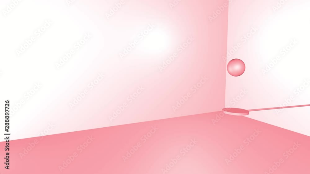 Pendulum back and forth movement of spheres on a glassy colorful background. Shiny spheres