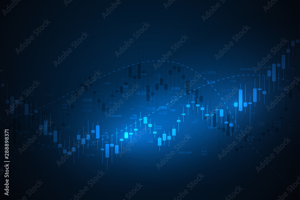 Fototapeta premium Economic graph with diagrams on the stock market, for business and financial concepts and reports. Japanese candles.Abstract vector background