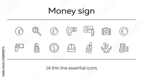 Money sign line icon set