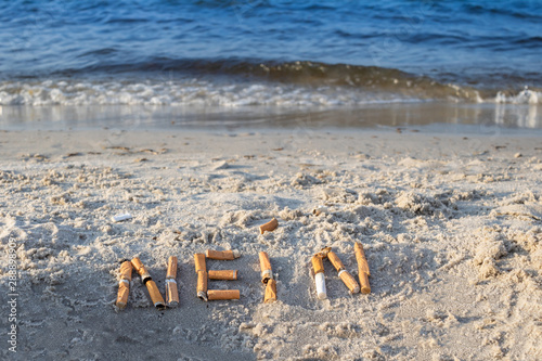 Am Sandstrand das Wort 
