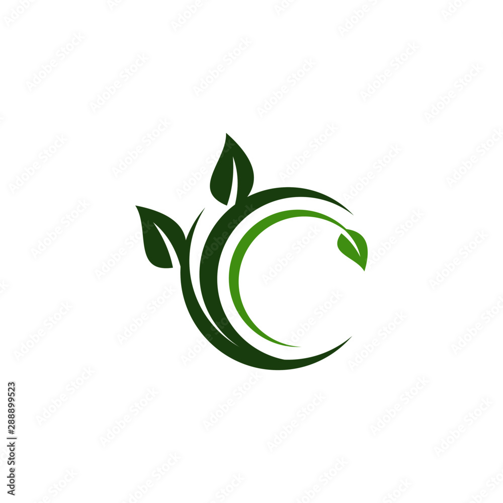 Creative green leaf logo template Creative green leaf logo template
