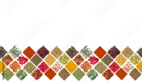 Seamless horizontal pattern with different spices