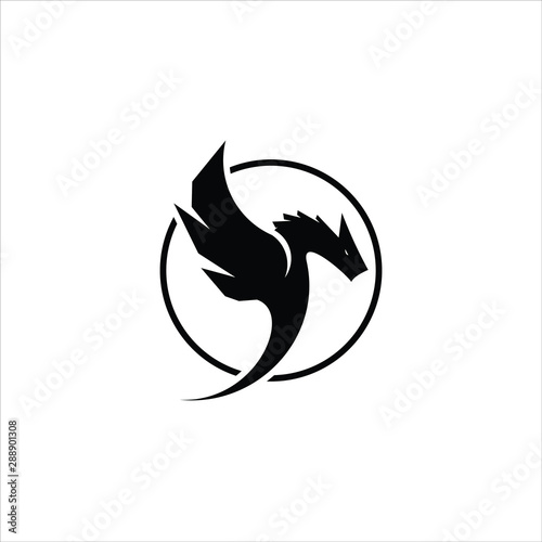 Dragon Logo Design Legendary Myth Animal Vector Simple Silhouette