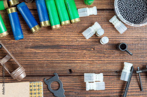 Photography reloading process shotgun shells with special reload equipment