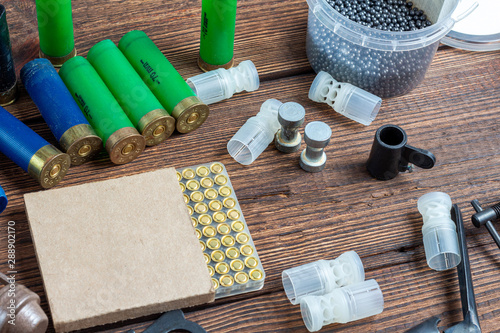 Photography reloading process shotgun shells with special reload equipment