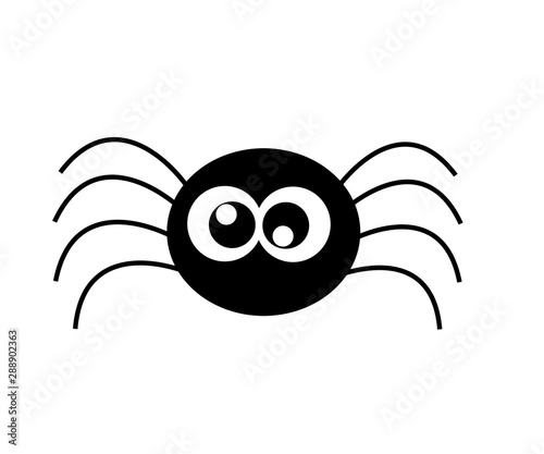 Fototapeta Naklejka Na Ścianę i Meble -  Cartoon illustration. Crazy black spider with squinting eyes. Isolated on white background.