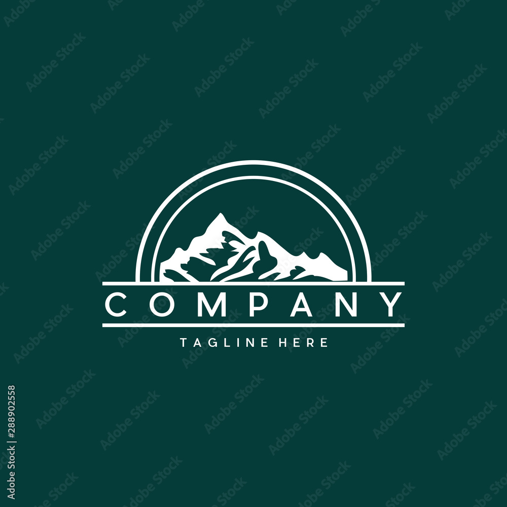 Naklejka premium Mountain Landscape Nature Badge Simple Logo Design Template Element Vector