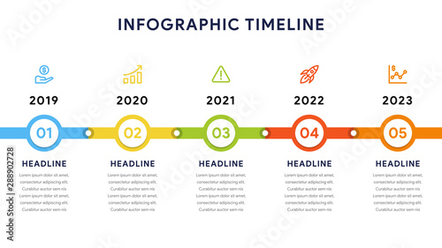Infographic elements for content, diagram, flowchart, steps, parts, timeline, workflow, chart with five options. Vector illustration